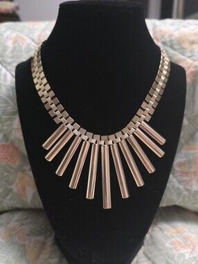 VINTAGE PARK LANE CLEOPATRA BOOK CHAIN GOLD TONE METAL GRADUATING SHINY NECKLACE